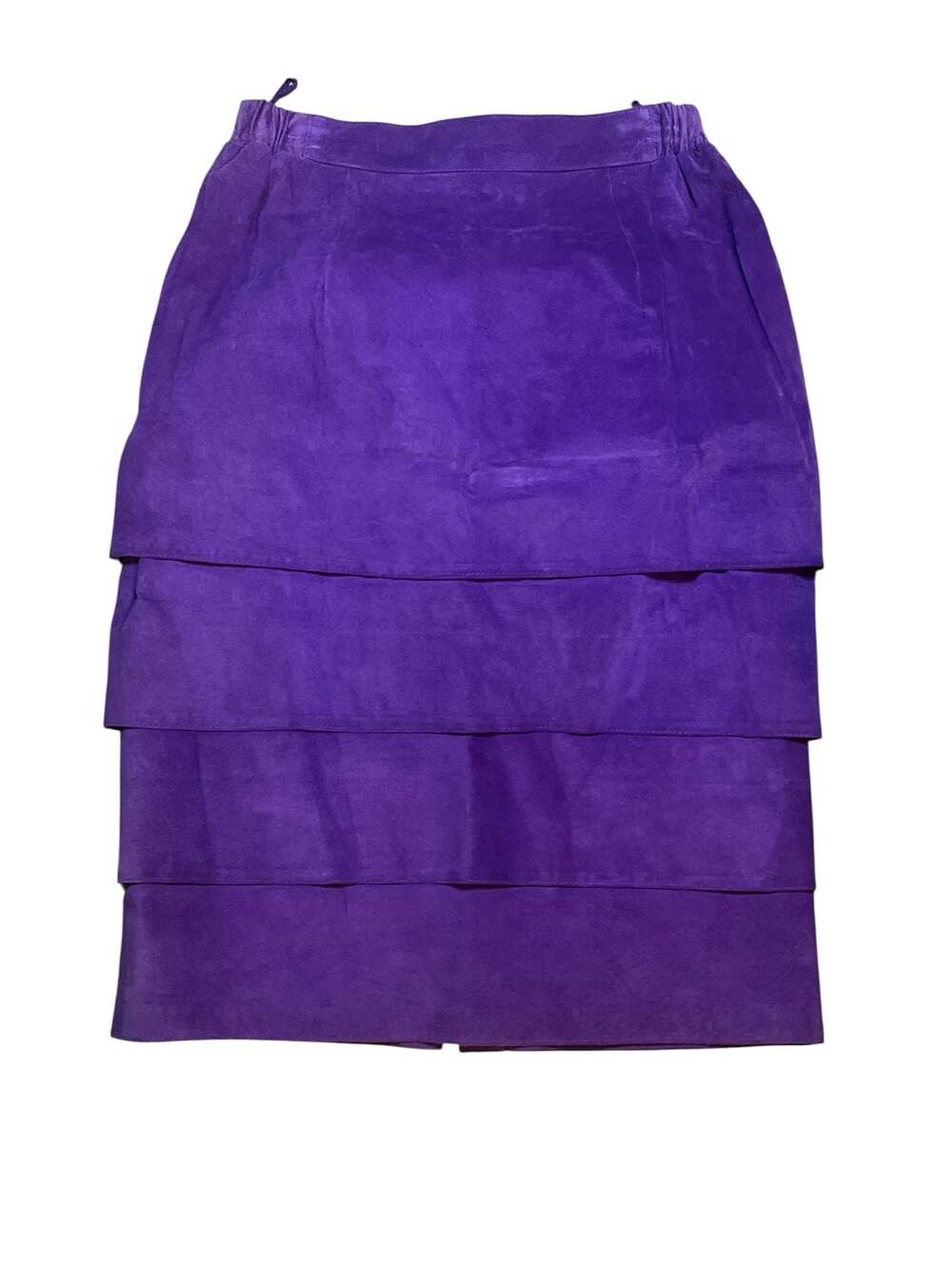 Vintage Skova Purple Suede Layered Tiered Genuine Leather Skirt Size 12